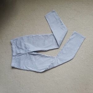 LIKE NEW UNIQLO Blue White Beige Gingham Pants Cotton some stretch size S
